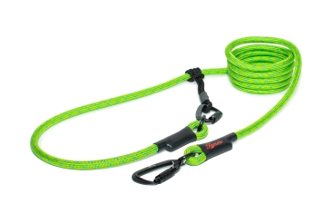 Preview: EASYLONG Hundeleine TWIST - L - 3m - grün mit blauen Strichen